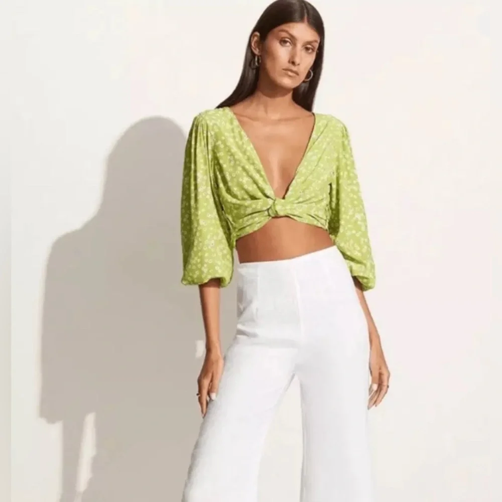 Faithfull the Brand Tianna Top Tiare Floral Print Wrap Tie Top size 2